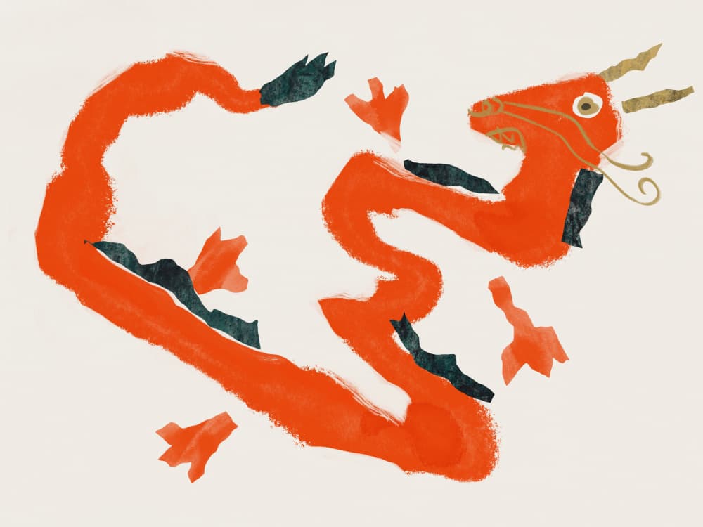 Vibrant Red Dragon by Little Dean — canvas wall art
