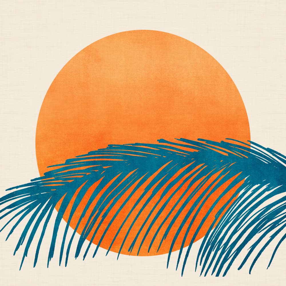 Retro Tropical Sunset by Kristian Gallagher — canvas wall art
