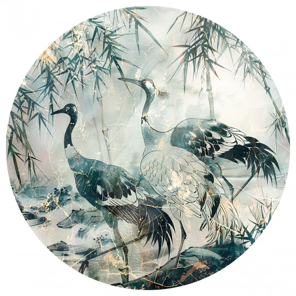 Graceful Cranes Bamboo by Rafal Kulik — canvas wall art