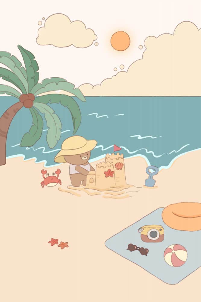 Bear's Beach Day by Xuan Thai — canvas wall art