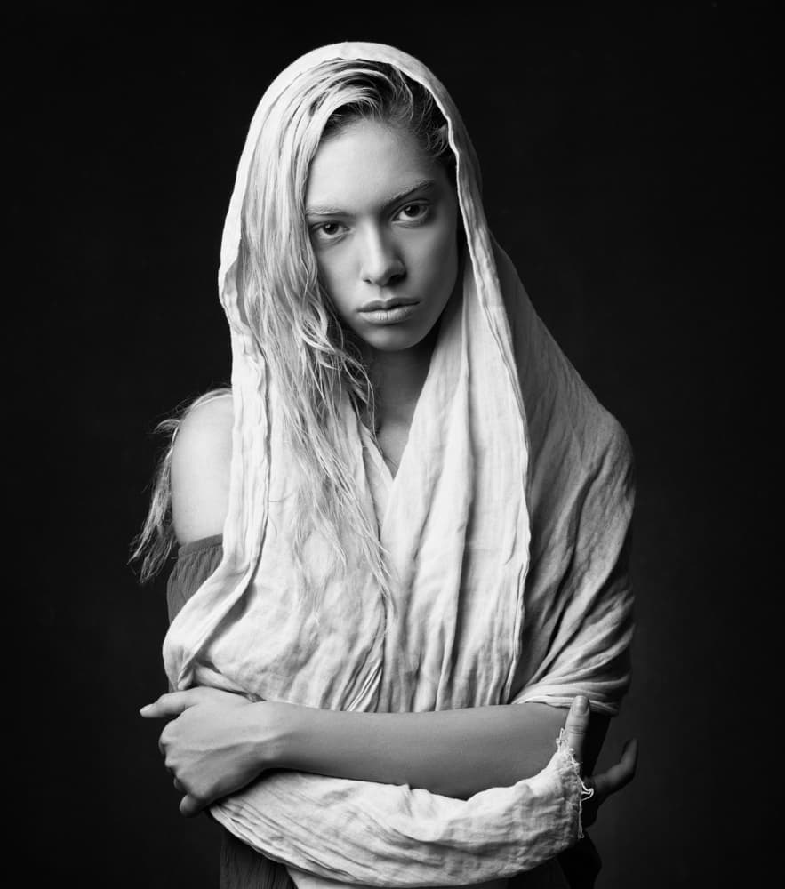 Intense Gaze Portrait by Mehdi Mokhtari — canvas wall art