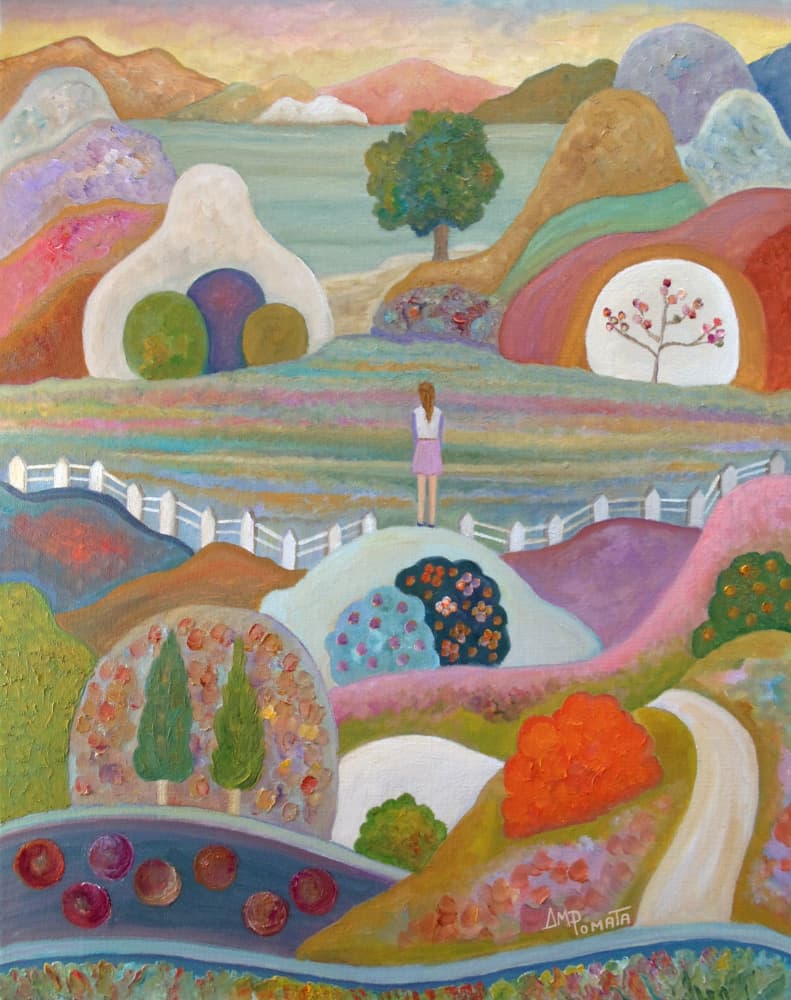 Dreamy Hillside Village by Angeles M. Pomata — canvas wall art