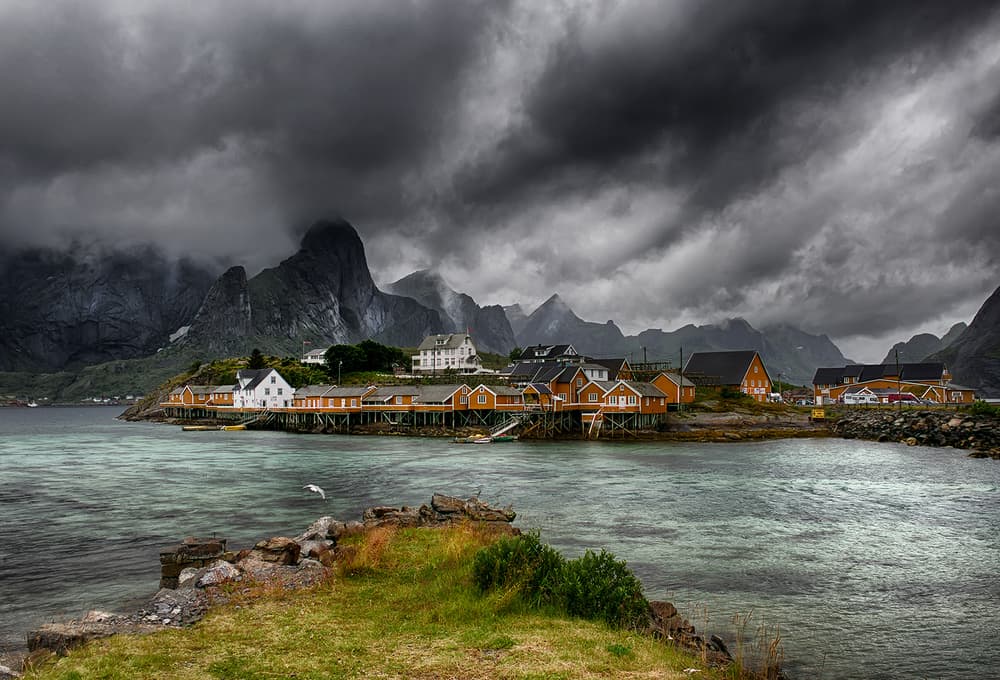 Norwegian Fjord Village by Aida Ianeva — canvas wall art