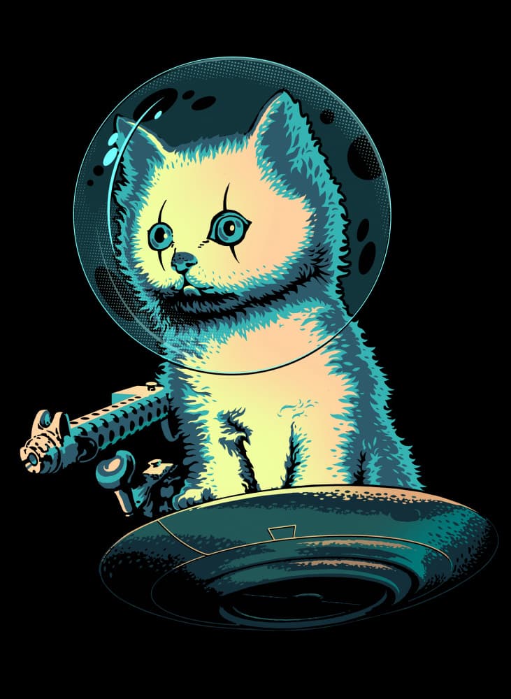 Clown Space Cat Pilot by Adam Lawless — canvas wall art