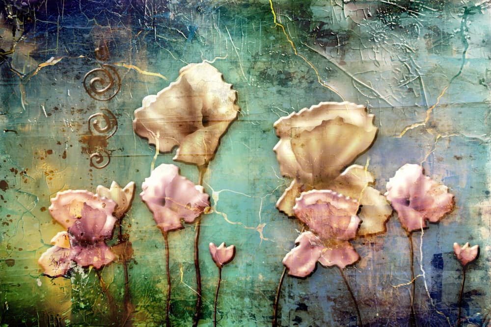 Textured Floral Blooms by Rafal Kulik — canvas wall art