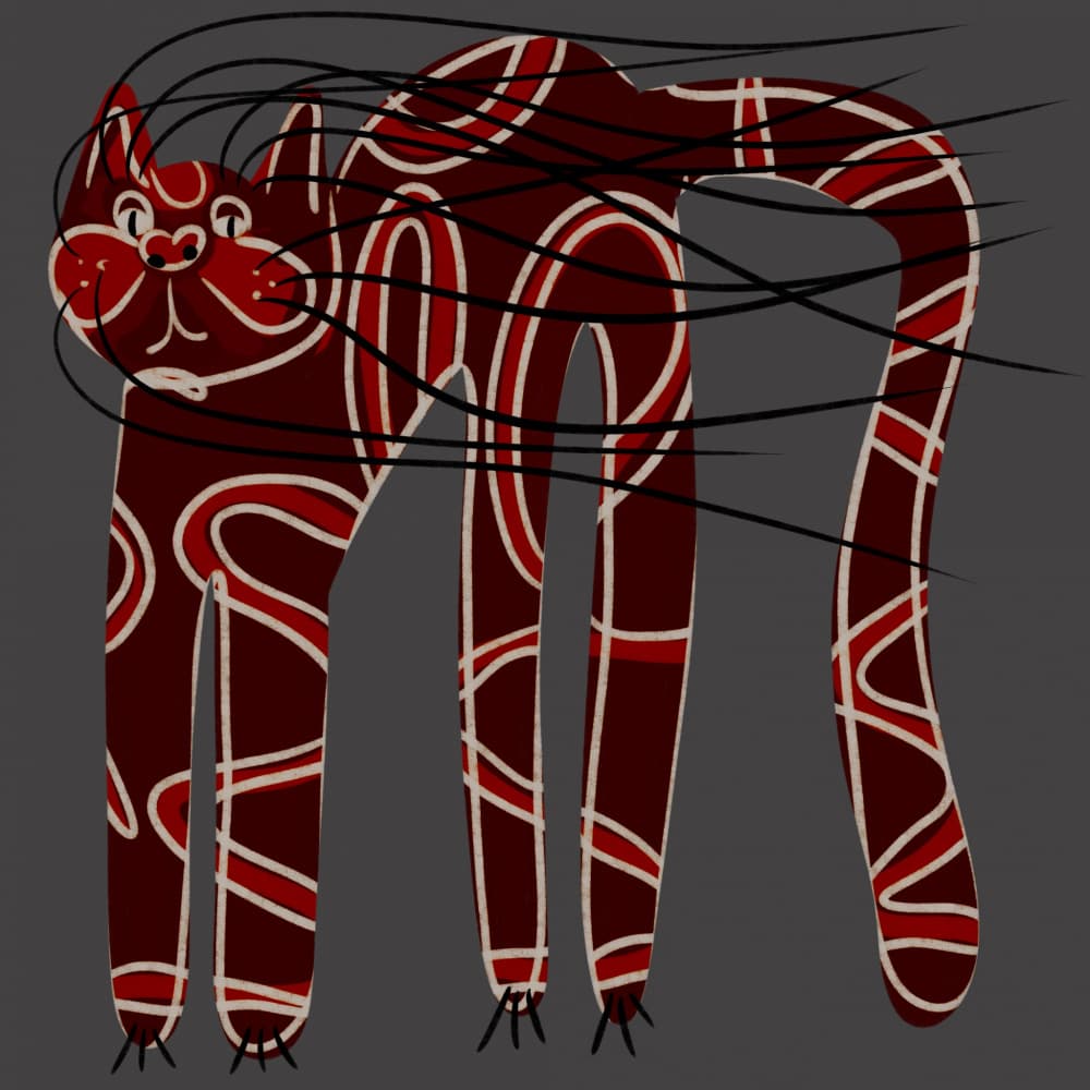 Whimsical Red Cat by Mela Patterns — canvas wall art