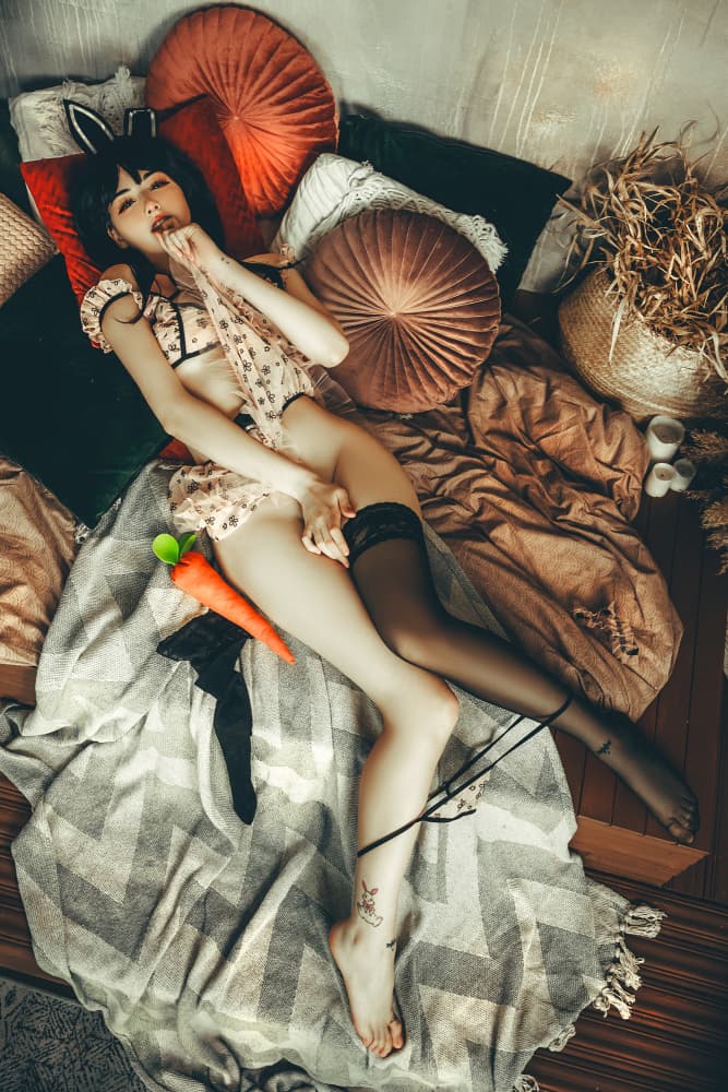 Cozy Bunny Girl by Ruslan Bolgov — canvas wall art