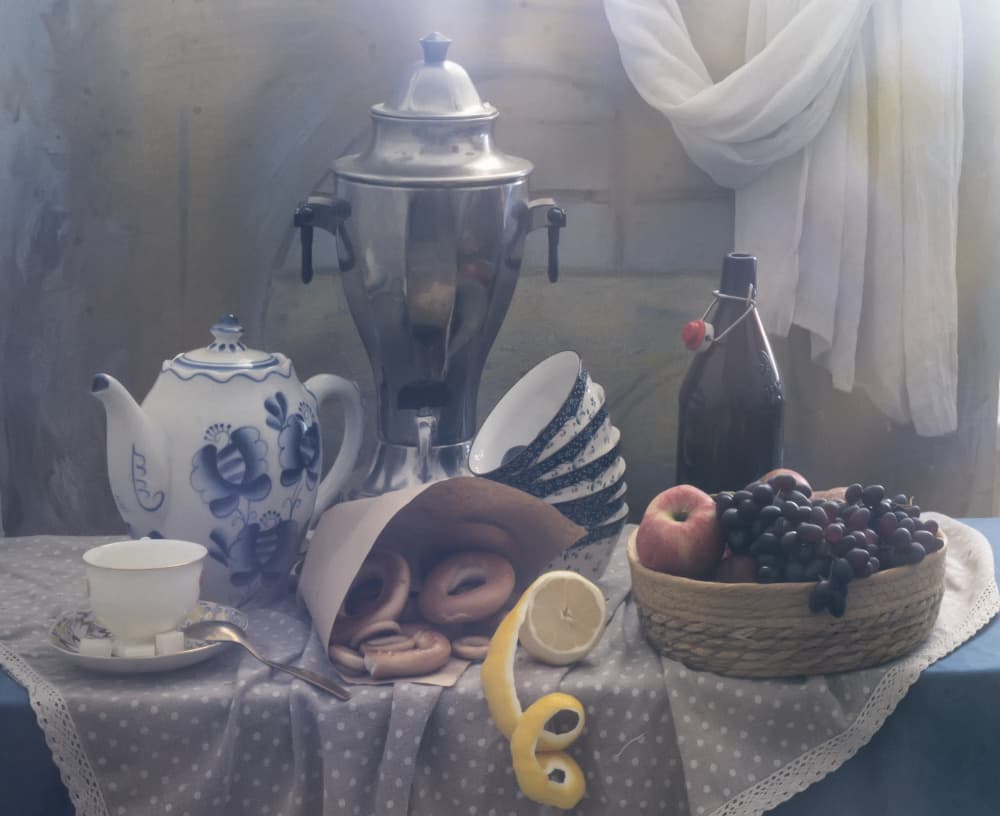 Samovar Tea Time by UstinaGreen — canvas wall art