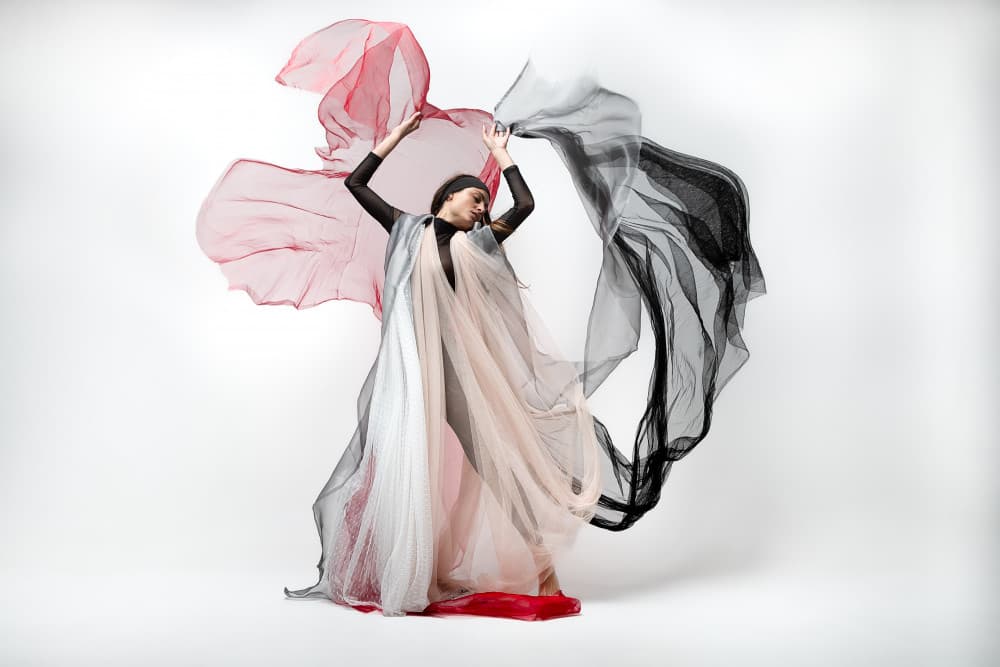 Flowing Fabric Dance by Joan Gil Raga — canvas wall art
