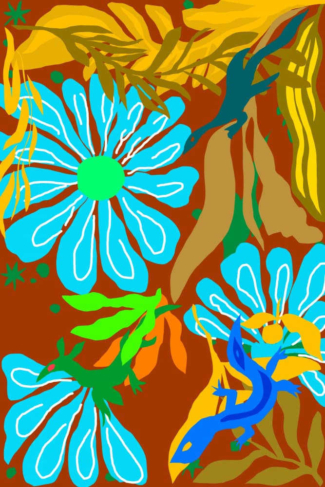 Vibrant Jungle Lizards by cartissi — canvas wall art
