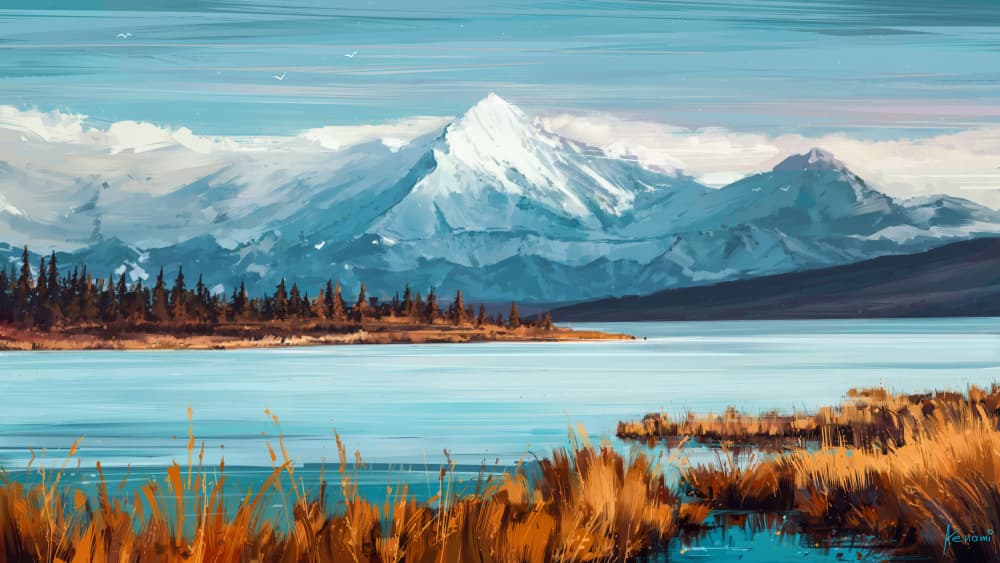 Autumn Mountain Lake by Alena Aenami — canvas wall art