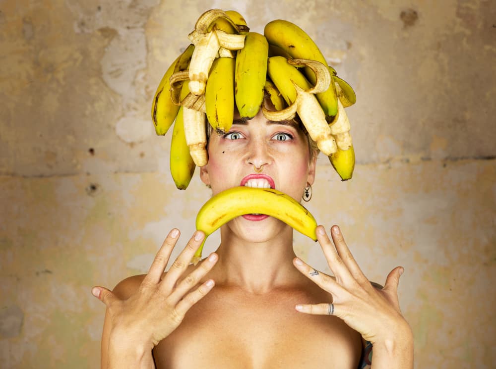 Quirky Banana Woman by Michael Allmaier — canvas wall art