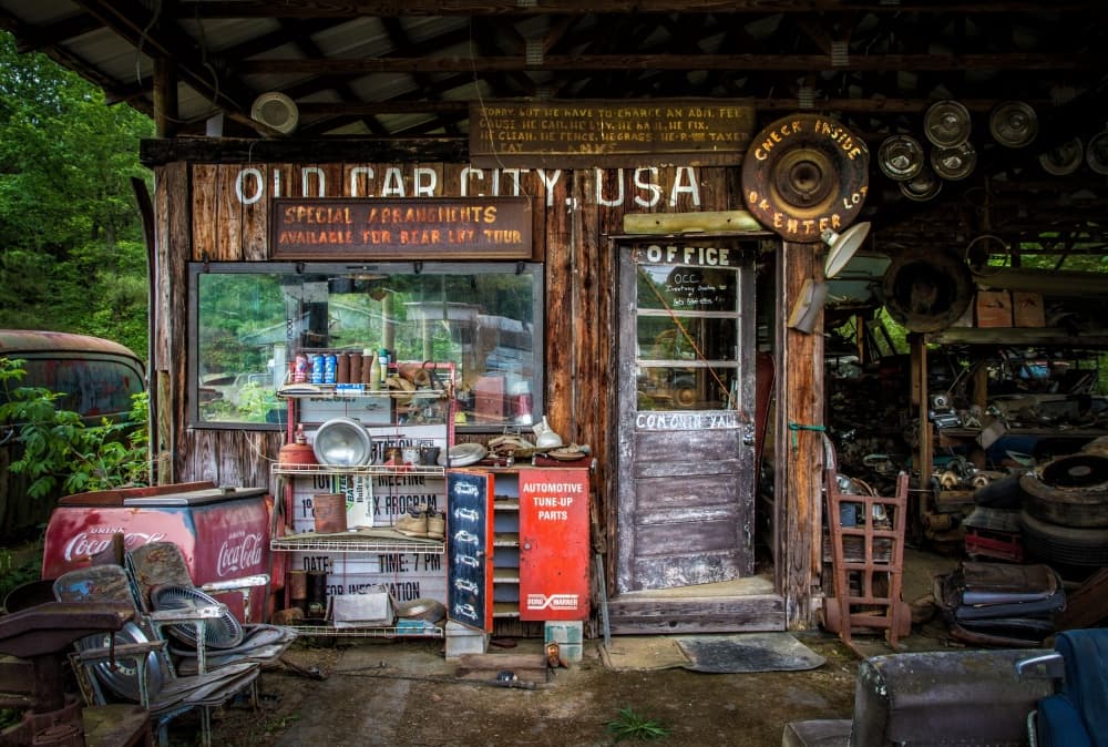 Old Junkyard Entrance by Tony Mearman — canvas wall art