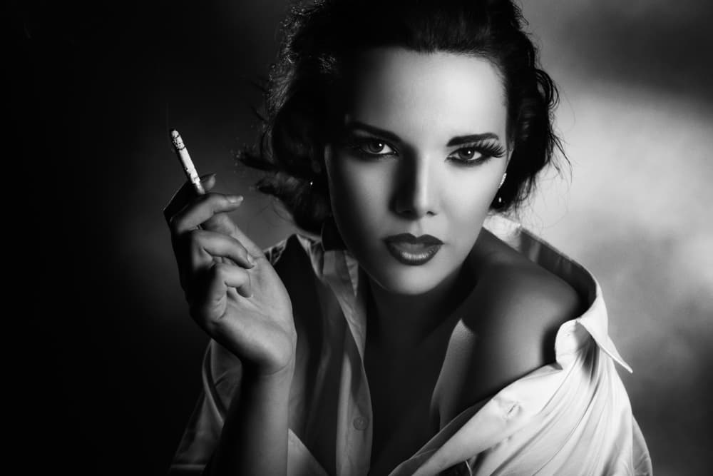 Noir Smoking Woman by Peppe Tambè — canvas wall art