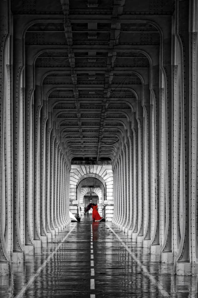 Red Umbrella Tunnel by Isabelle DUPONT — canvas wall art
