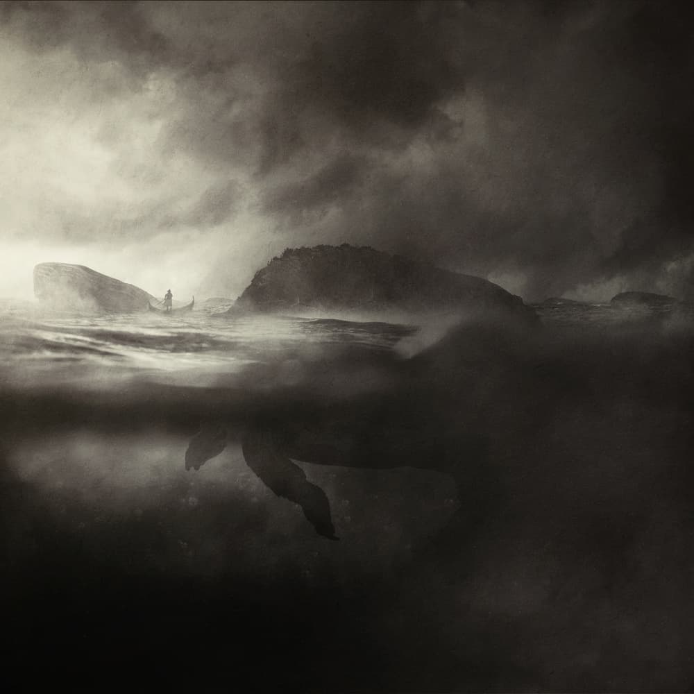 Whale Beneath Stormy Sea by Sebastien DEL GROSSO — canvas wall art