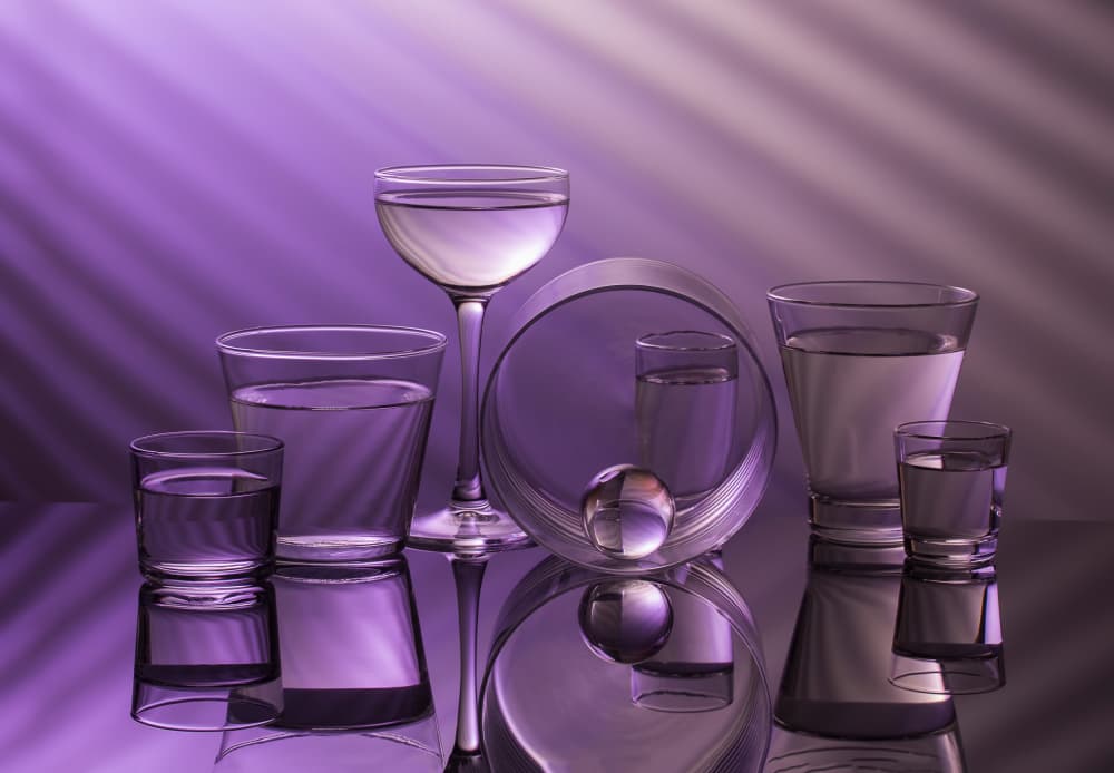 Purple Glassware Reflections by Evgeniy Popov — canvas wall art