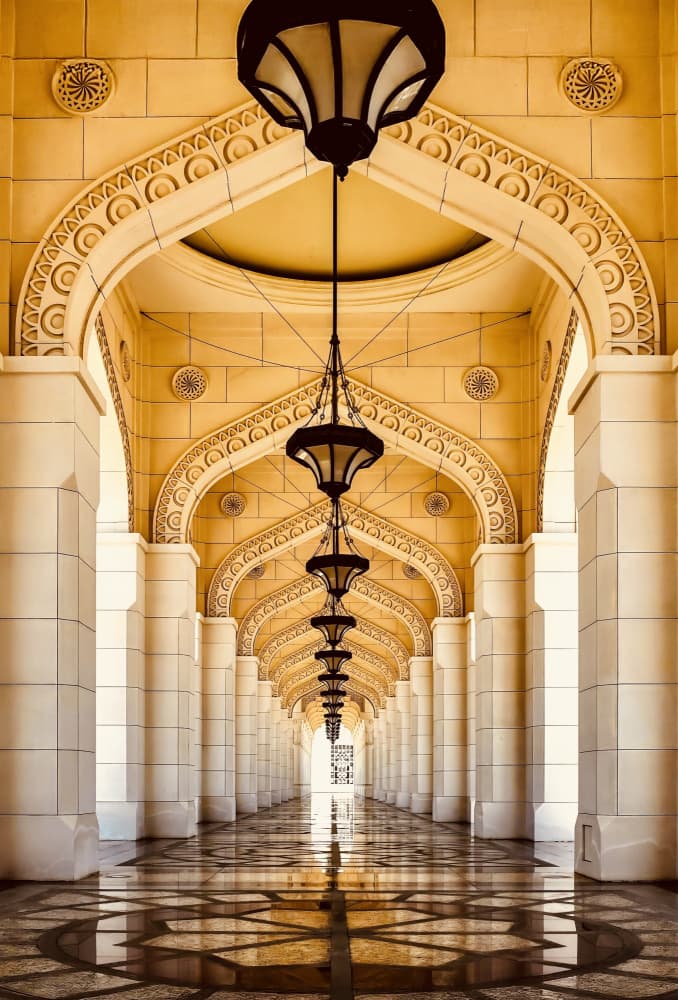 Golden Arches Hallway by Arnon Orbach — canvas wall art