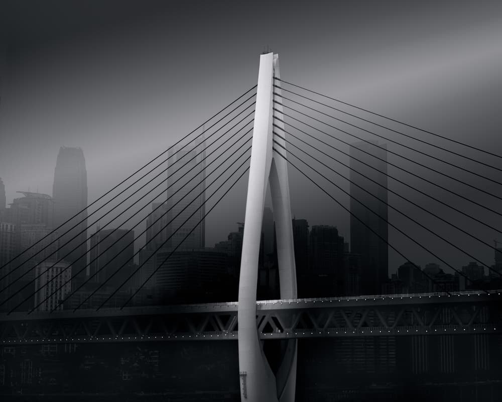 Modern Bridge Cityscape by Olavo Azevedo — canvas wall art