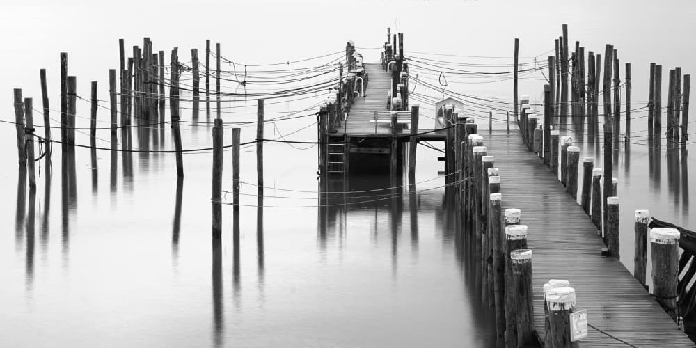 Misty Wooden Pier by Bodo Balzer — canvas wall art