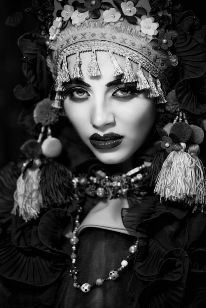 Dramatic Headdress Portrait by Mike Kreiten — canvas wall art