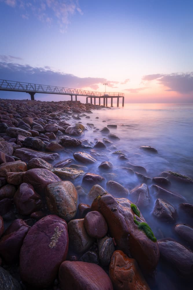 Rocky Pier Dawn by Gustavo Ribes — canvas wall art