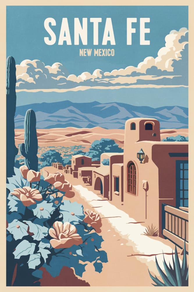 Santa Fe Adobe Village by thomas chedeville — canvas wall art