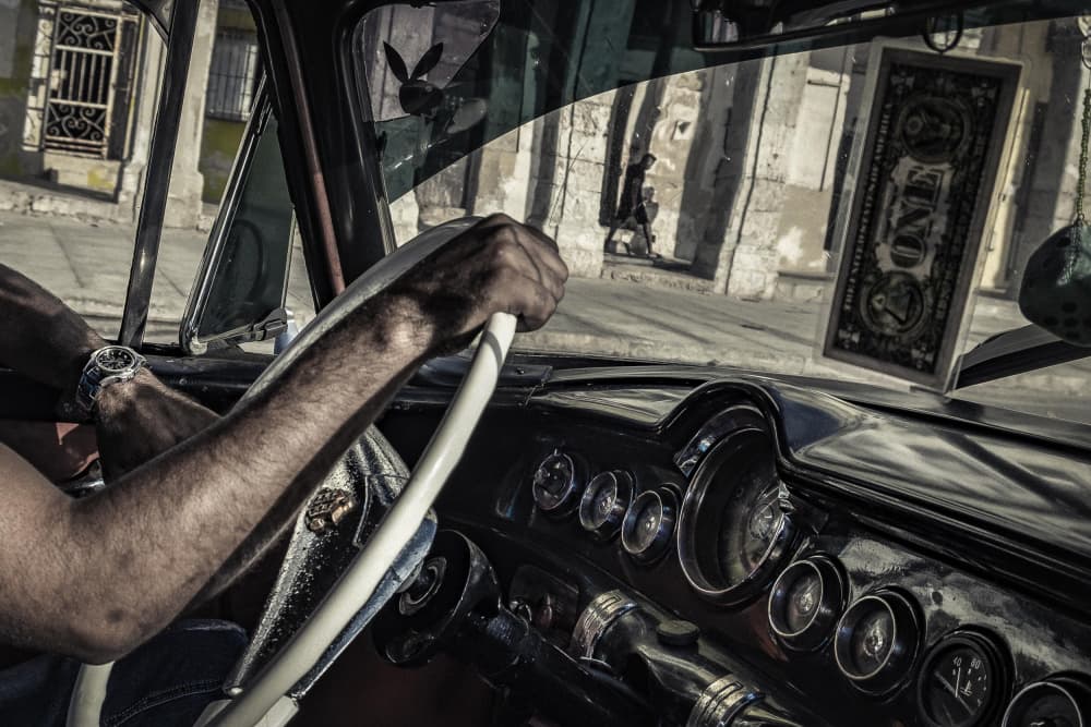 Vintage Car Street Drive by Andy Bauer — canvas wall art