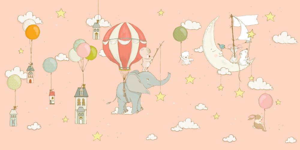 Whimsical Animal Sky Journey by Sue Skellern — canvas wall art