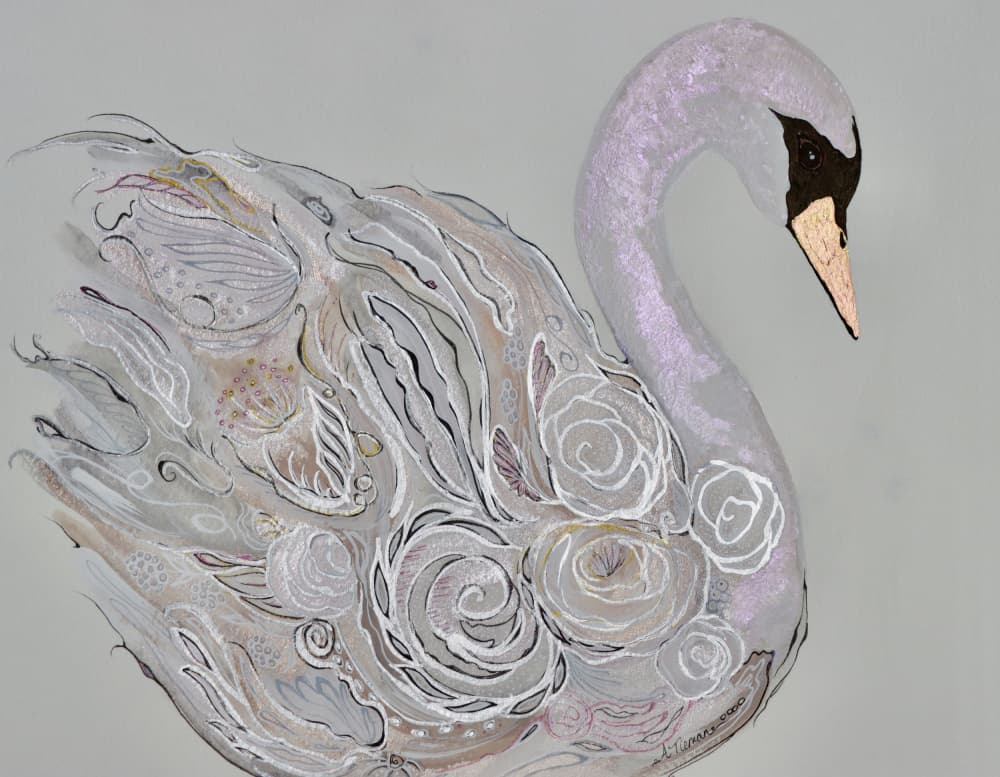 Elegant Floral Swan by Amy Tieman — canvas wall art