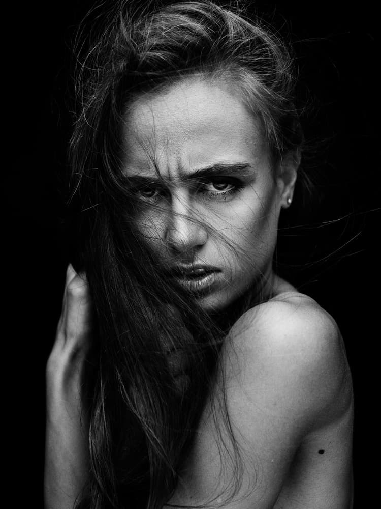 Intense Female Portrait by Martin Krystynek MQEP — canvas wall art