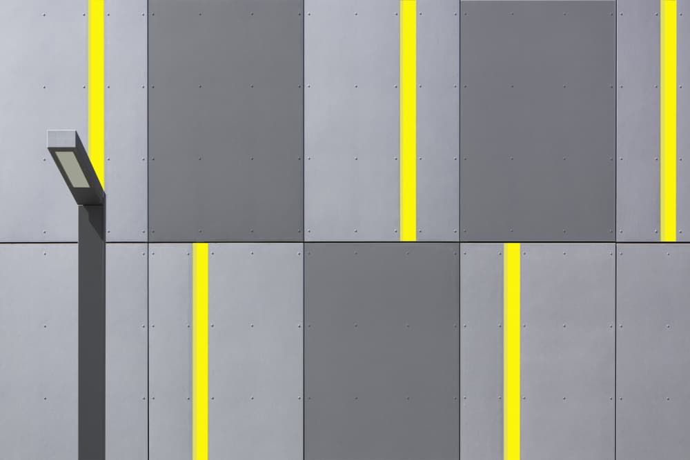 Yellow Lines Urban Facade by Jan Niezen — canvas wall art