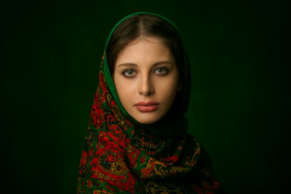 Serene Woman Portrait by Mehdi Mokhtari — canvas wall art