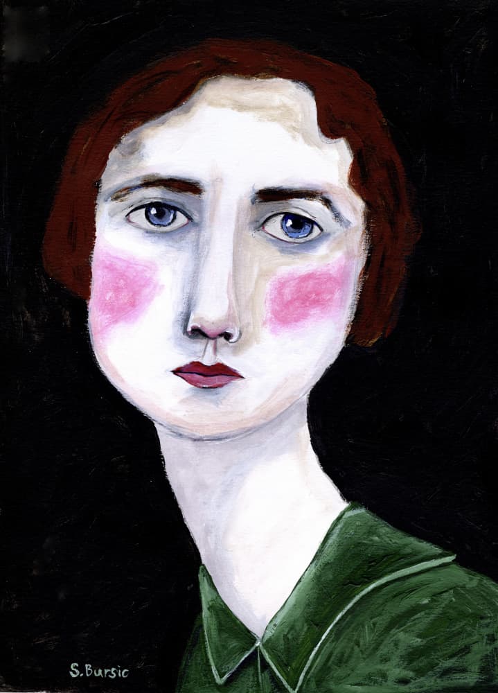 Mysterious Woman In Green by Sharyn Bursic — canvas wall art