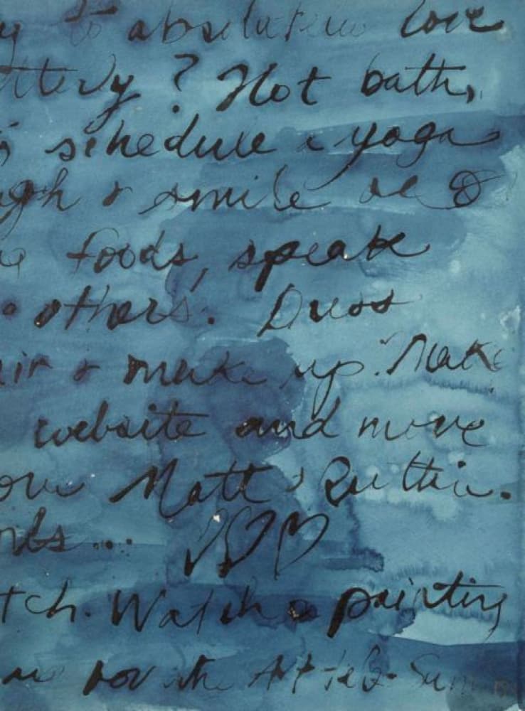 Blue Ink Script by Deb Chaney — canvas wall art