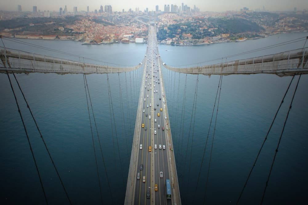 Bosphorus Bridge Cityscape by Akira TAKAUE — canvas wall art