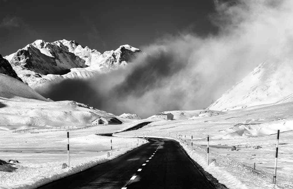 Winding Winter Road by Alfredo Costanzo — canvas wall art