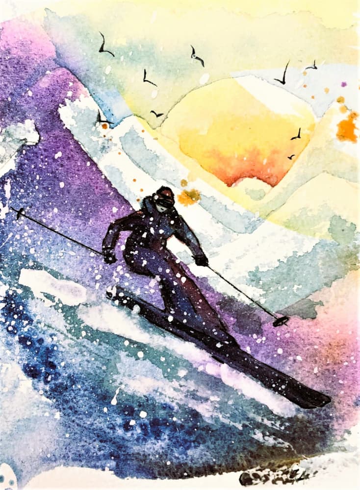 Sunset Mountain Skier by Anda Bieza — canvas wall art