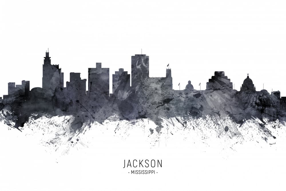 Jackson Mississippi Skyline by Michael Tompsett — canvas wall art