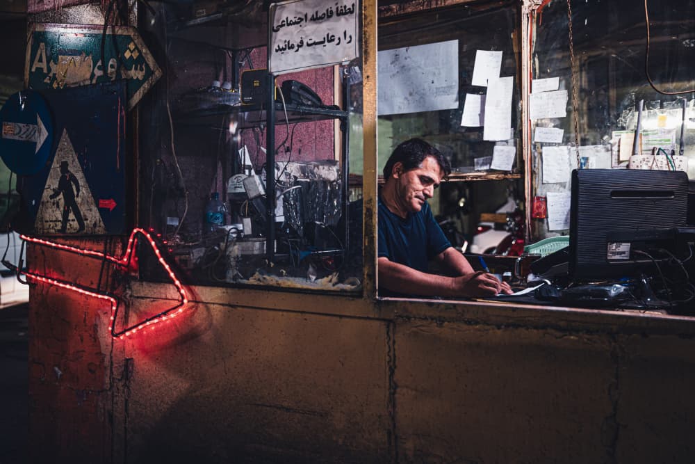 Working Under Neon by Marco Tagliarino — canvas wall art