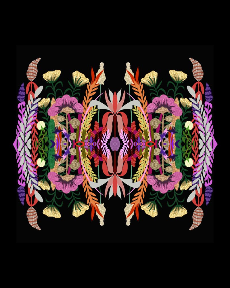 Vibrant Botanical Symmetry by Uma Gokhale — canvas wall art