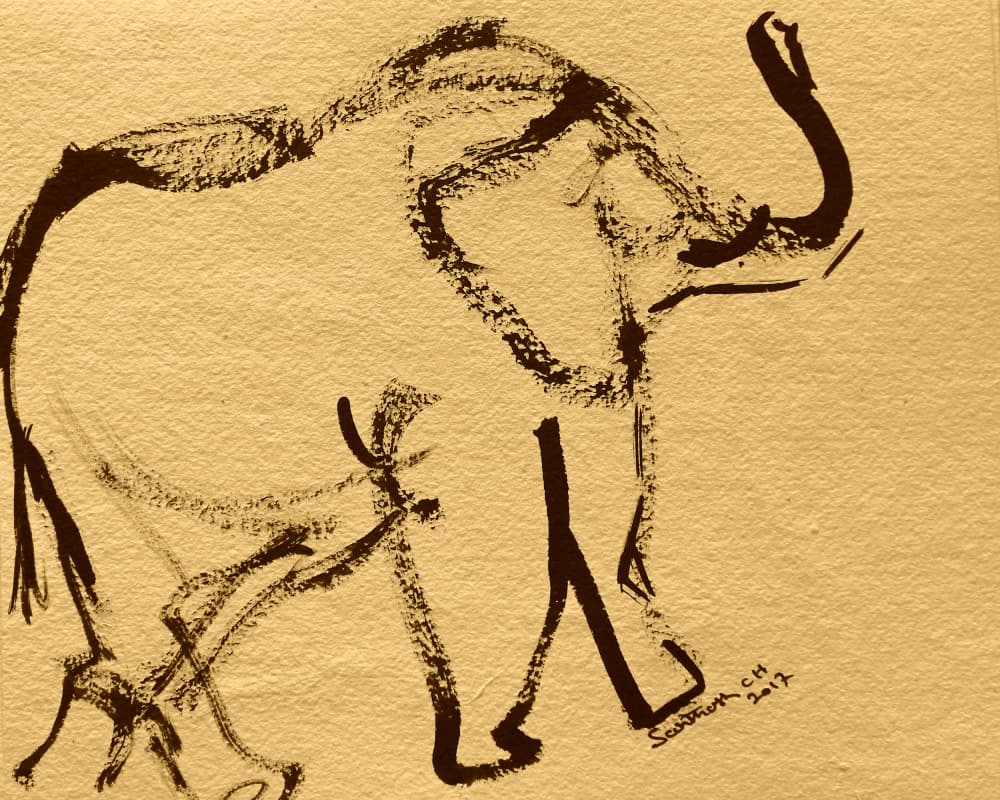 Abstract Elephant Drawing by Santhosh ch — canvas wall art
