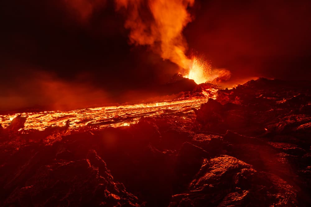 Night Volcanic Eruption by Barathieu Gabriel — canvas wall art