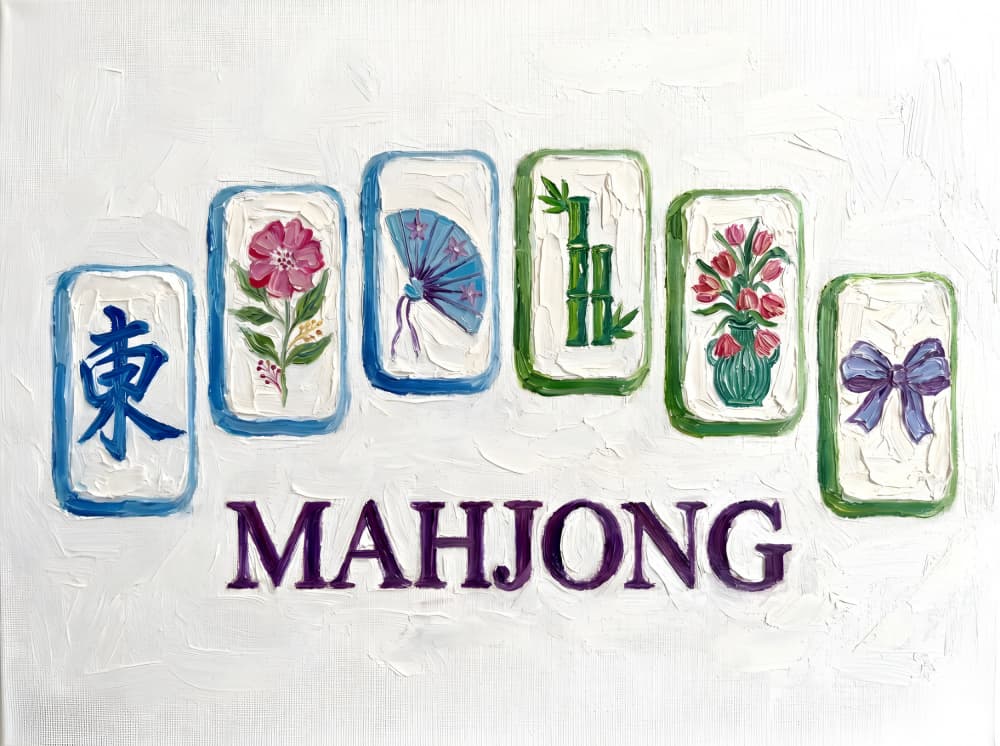 Colorful Mahjong Tiles by HUGO — canvas wall art
