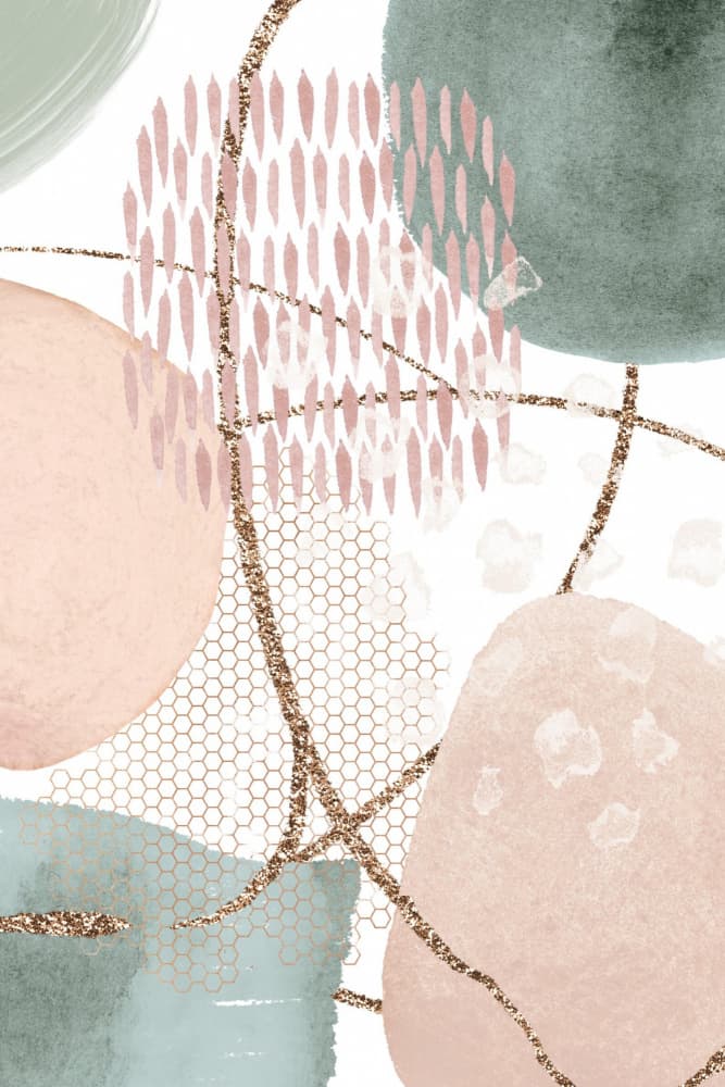 Blush Sage Golden Abstract by Sally Ann Moss — canvas wall art