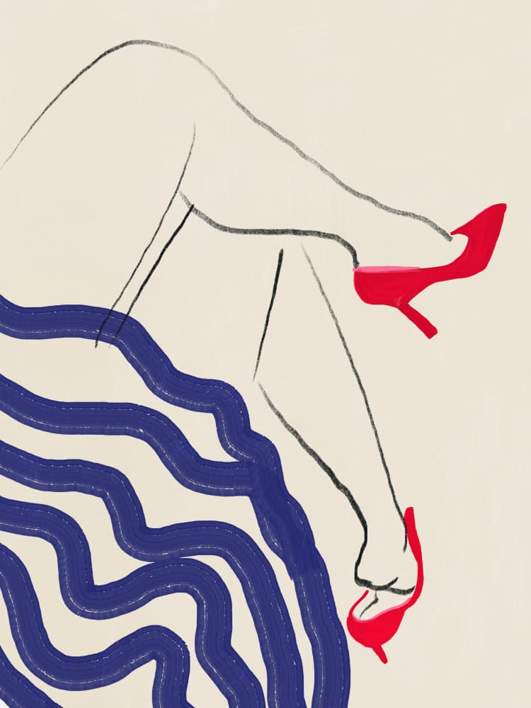Red Heels and Stripes by Little Dean — canvas wall art