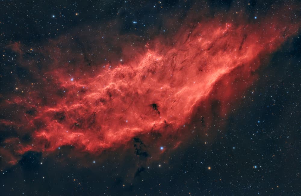 Glowing Red Nebula by Rosa María Rodríguez — canvas wall art