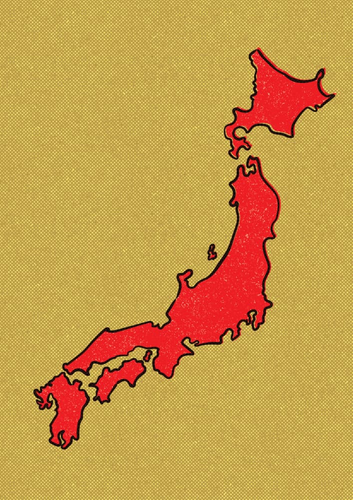 Red Japan Map by Nicholas — canvas wall art