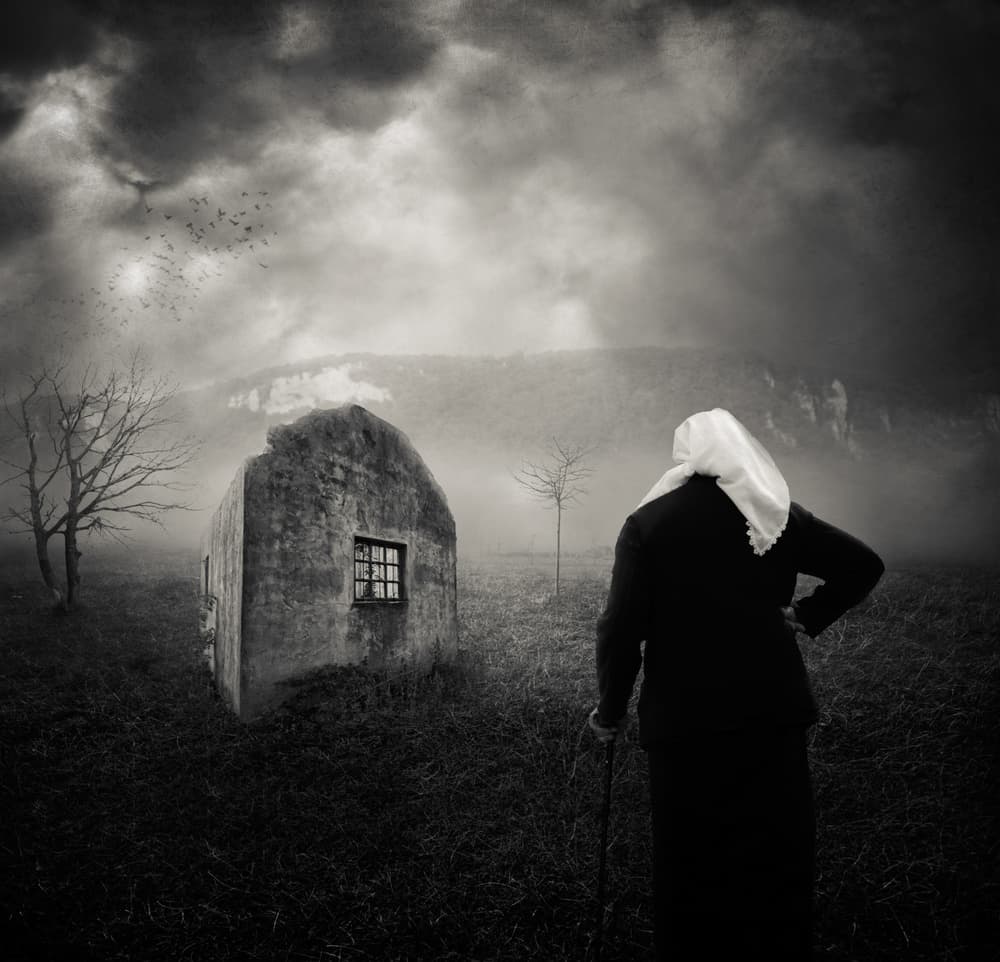 Solitary Woman Ruined Home by Nermin Smajić — canvas wall art