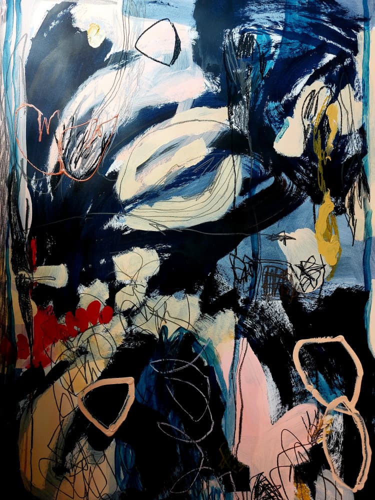 Deep Blue Abstract Movement by Monika Riethmueller — canvas wall art